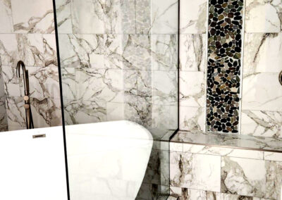 38 clear frameless shower panel, master bathroom. Scottsdale Arizona